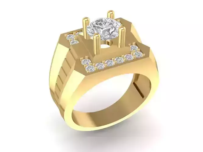 Luxury Square Diamond Men Ring 3D Model 647