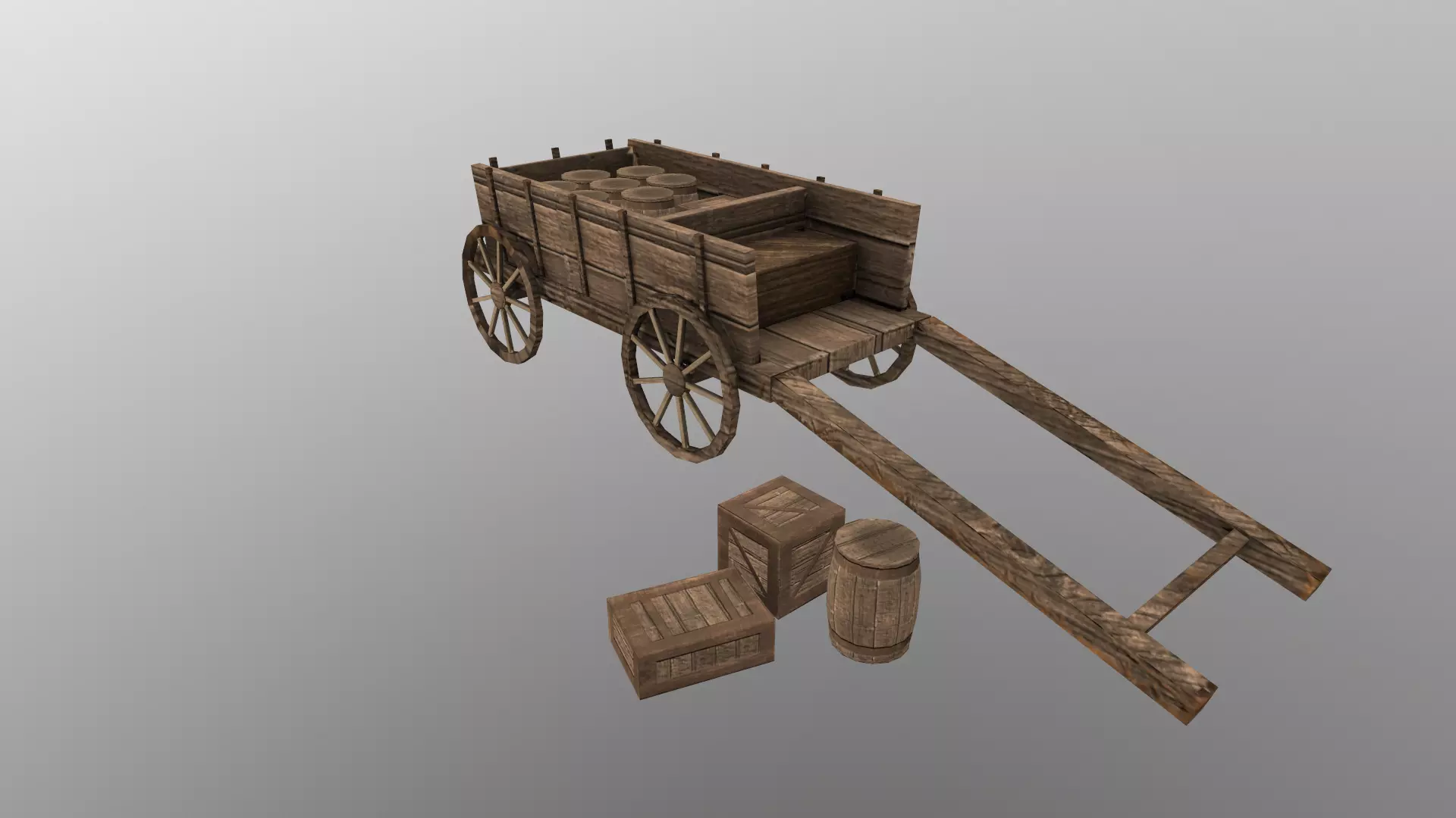  Medieval Cart  Low-poly 3D model_0
