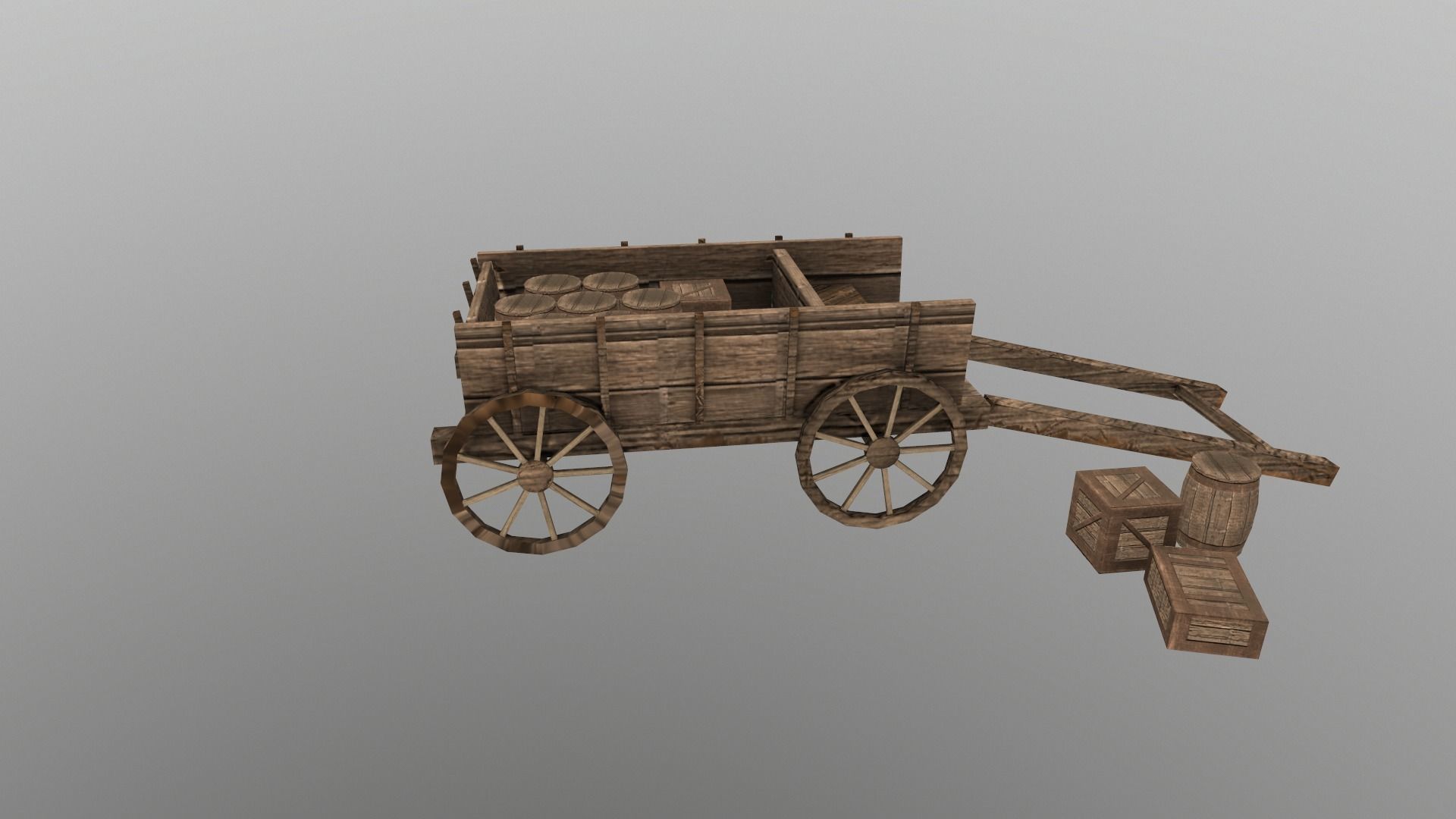  Medieval Cart  Low-poly 3D model_2