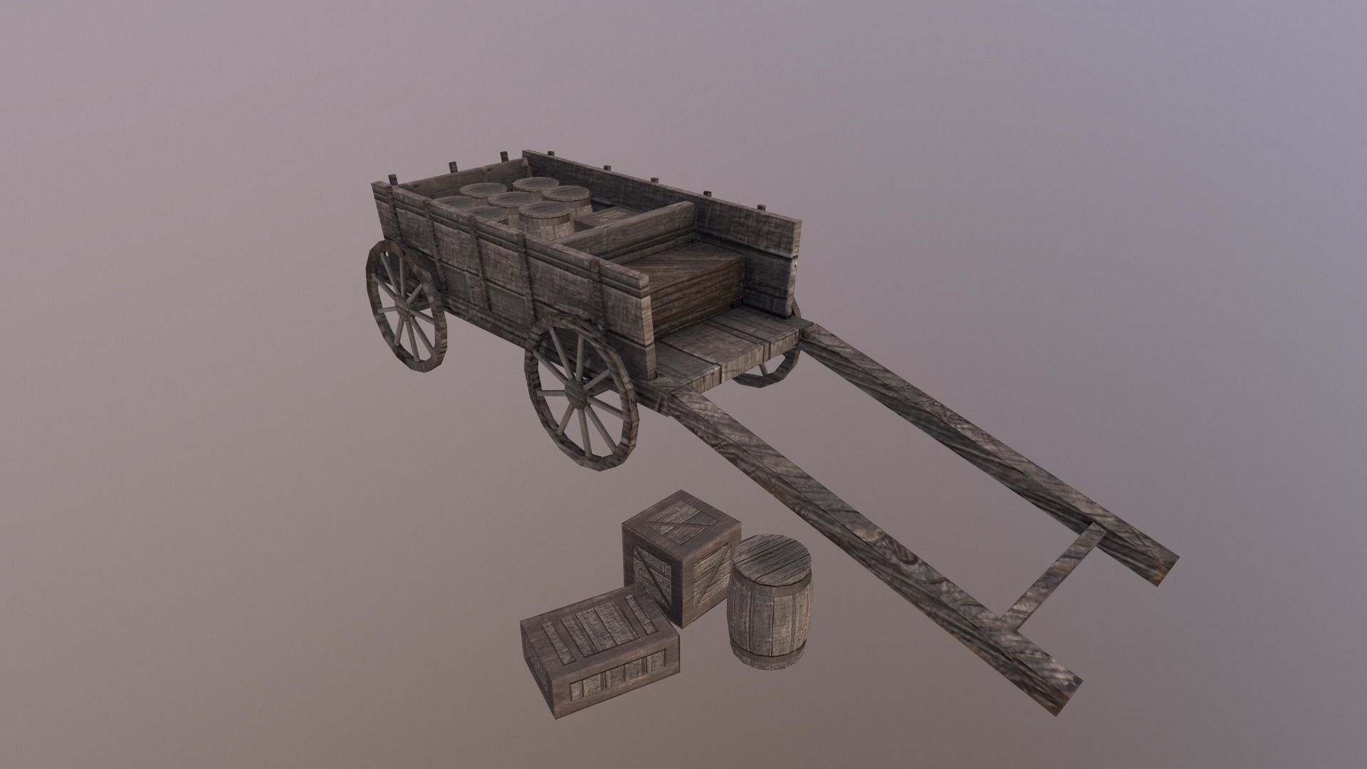  Medieval Cart  Low-poly 3D model_15