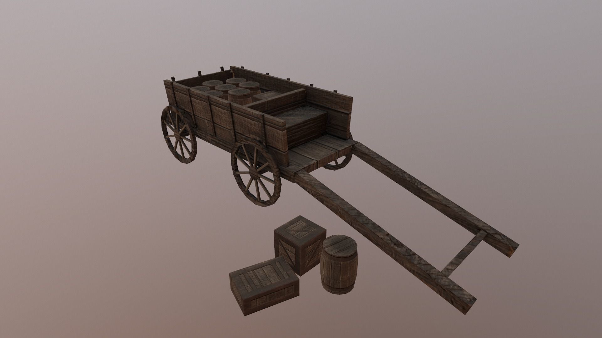  Medieval Cart  Low-poly 3D model_14