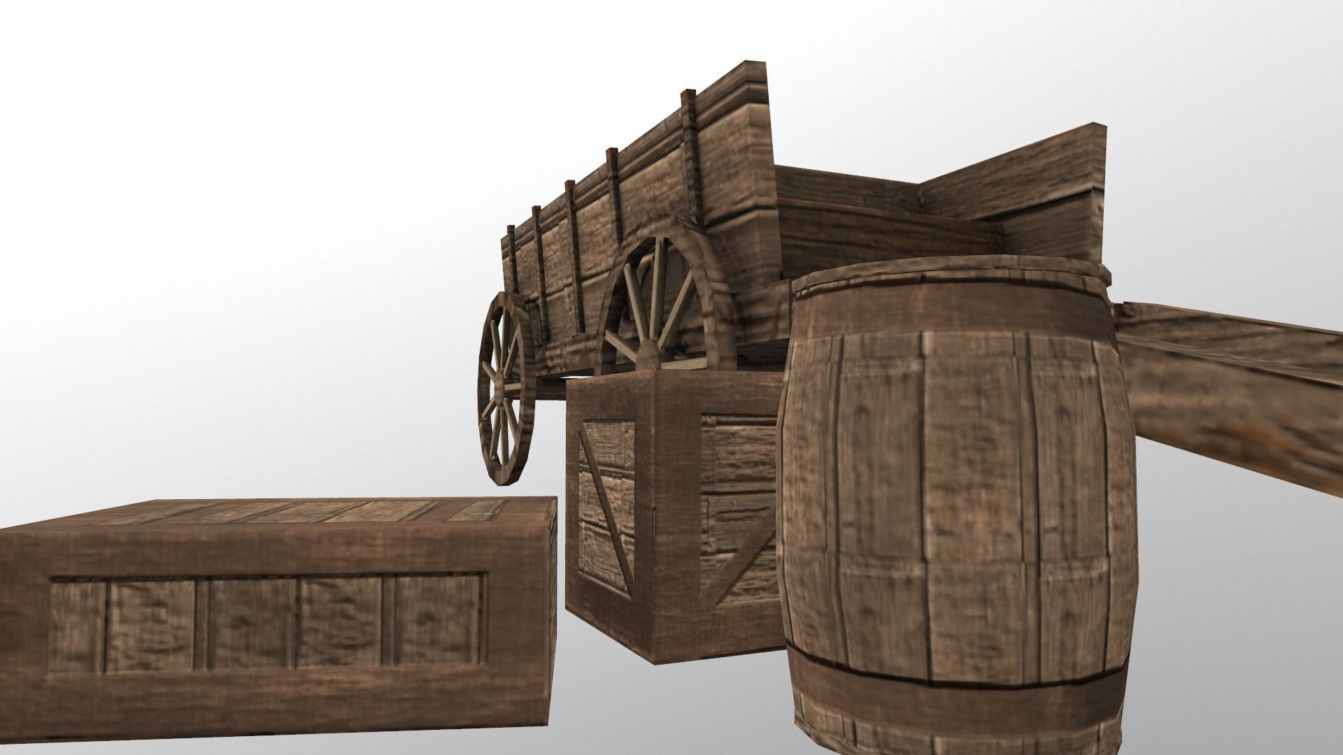  Medieval Cart  Low-poly 3D model_6