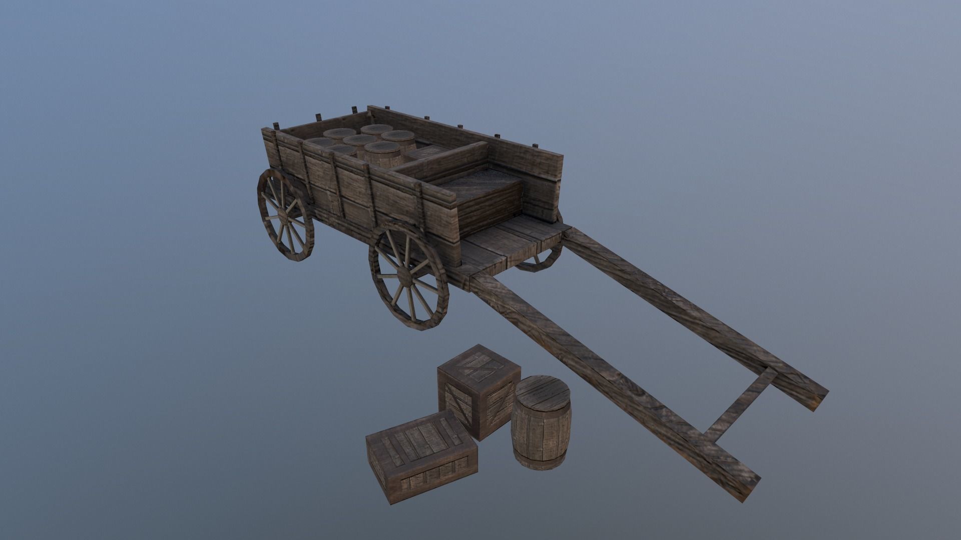 Medieval Cart  Low-poly 3D model_21