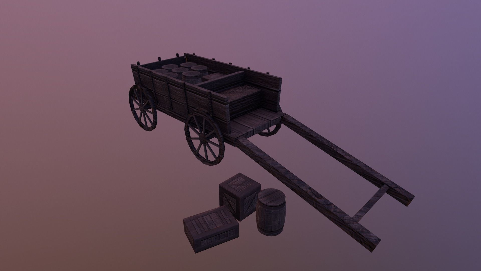  Medieval Cart  Low-poly 3D model_19