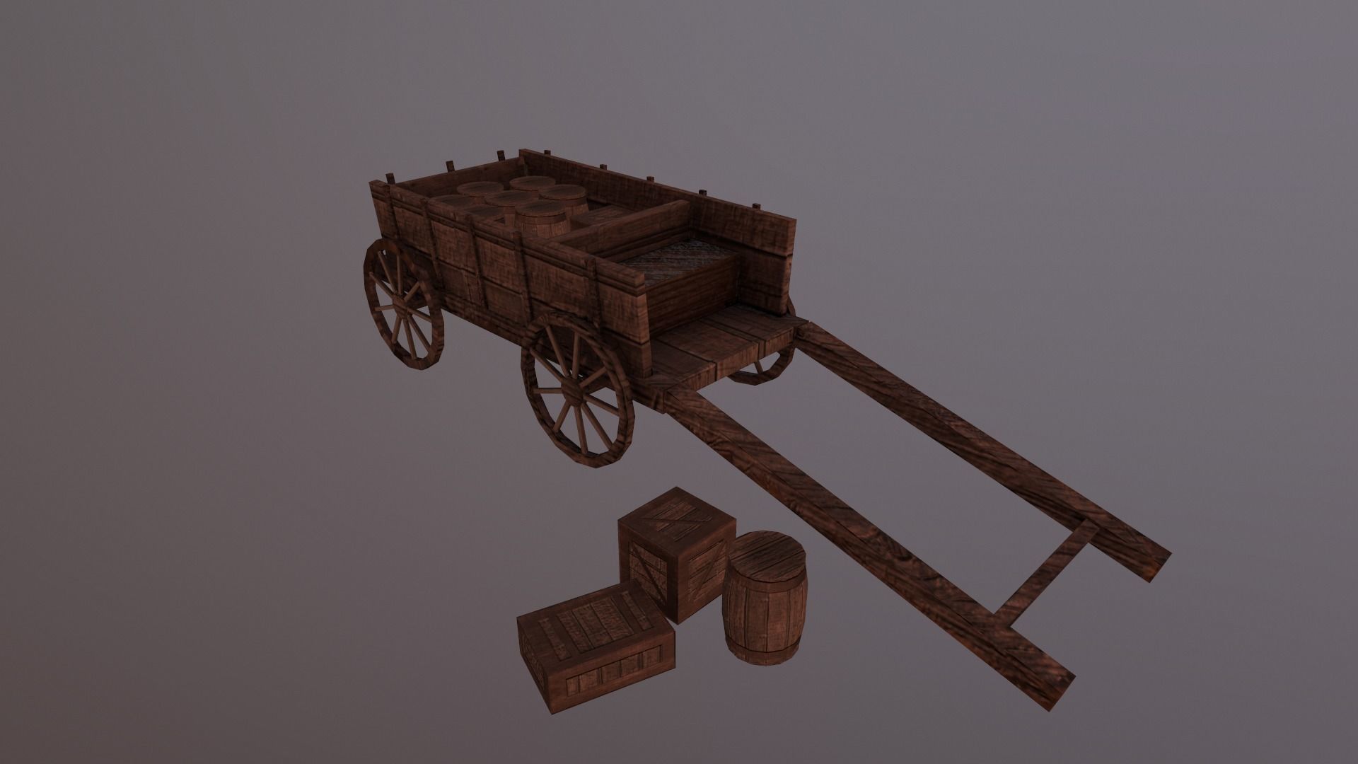  Medieval Cart  Low-poly 3D model_20
