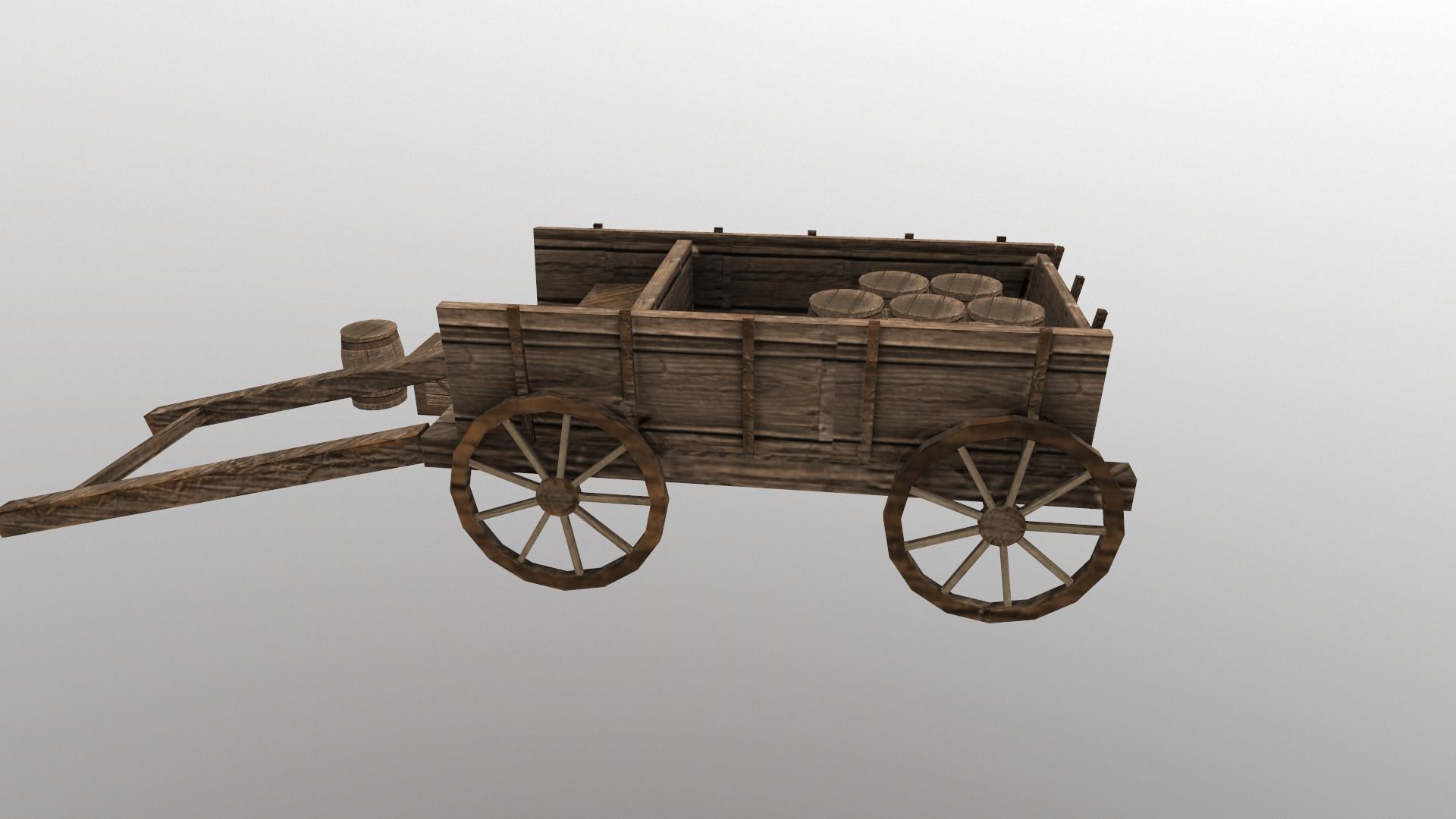  Medieval Cart  Low-poly 3D model_4