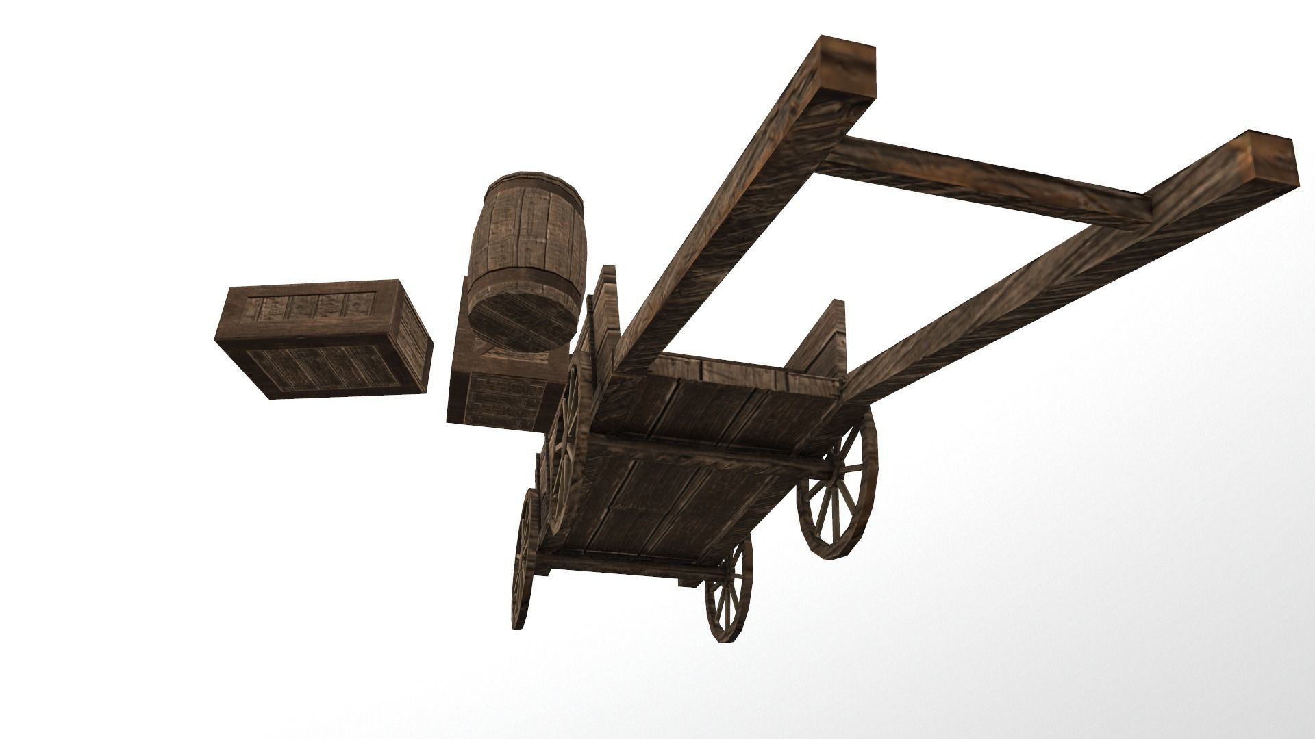  Medieval Cart  Low-poly 3D model_9