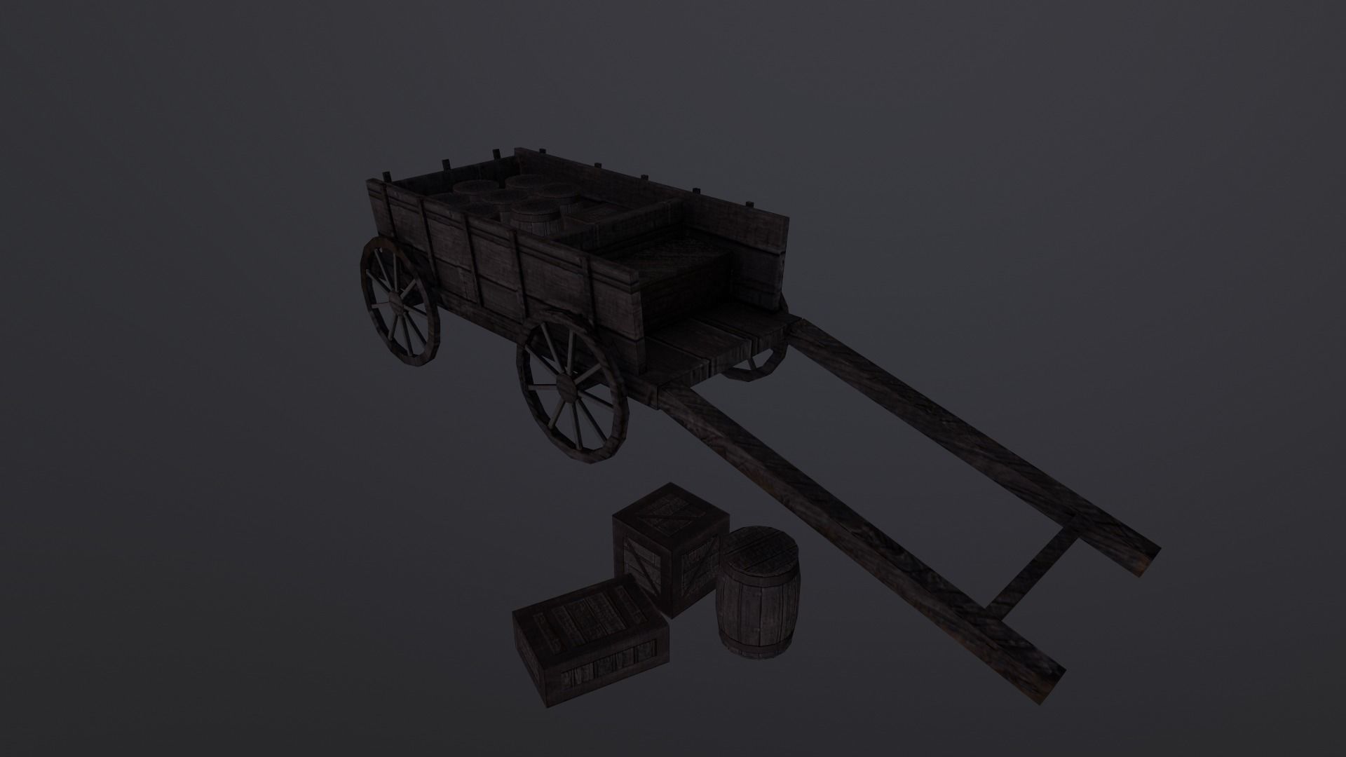  Medieval Cart  Low-poly 3D model_11