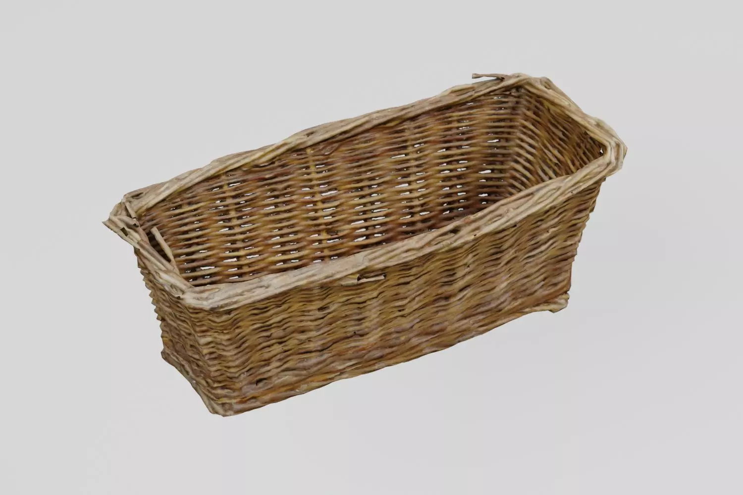 Wicker Bread Basket Narrow photogrammetry scan PBR 4K textures Low-poly 3D model_0