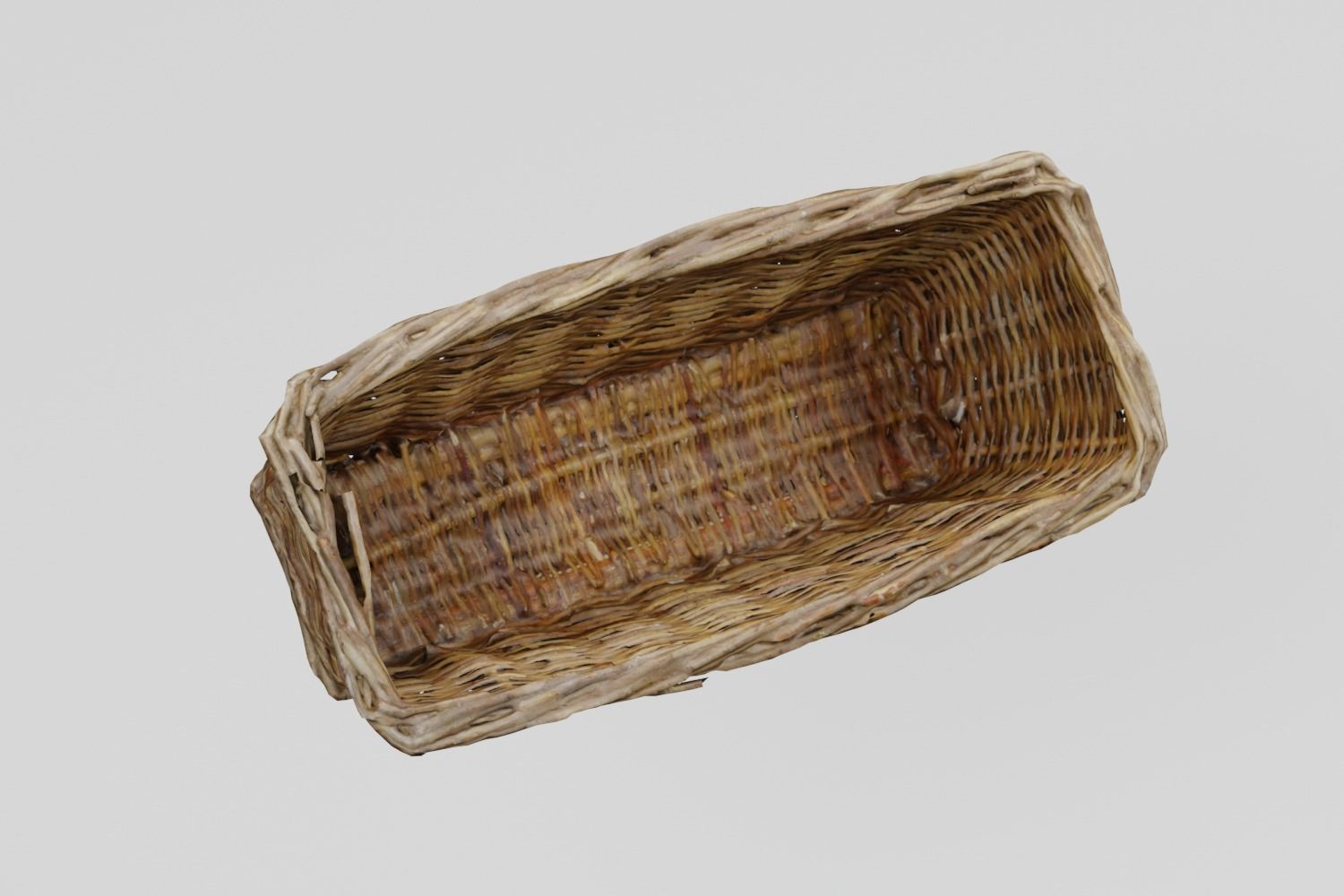 Wicker Bread Basket Narrow photogrammetry scan PBR 4K textures Low-poly 3D model_3