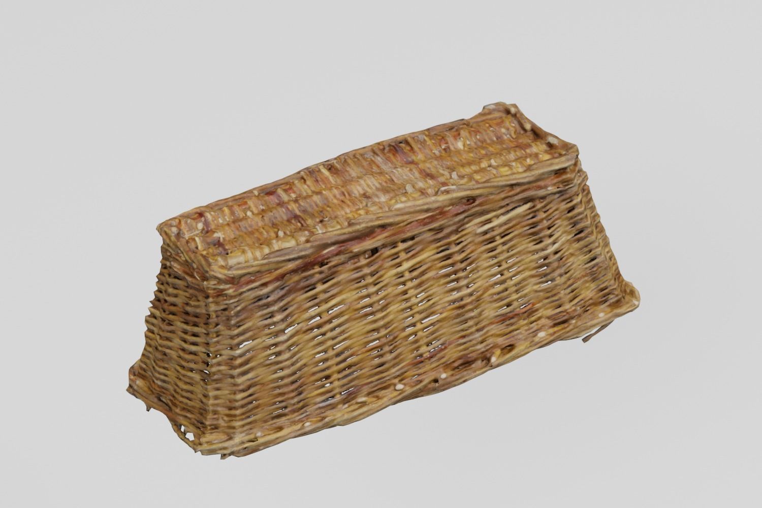 Wicker Bread Basket Narrow photogrammetry scan PBR 4K textures Low-poly 3D model_4