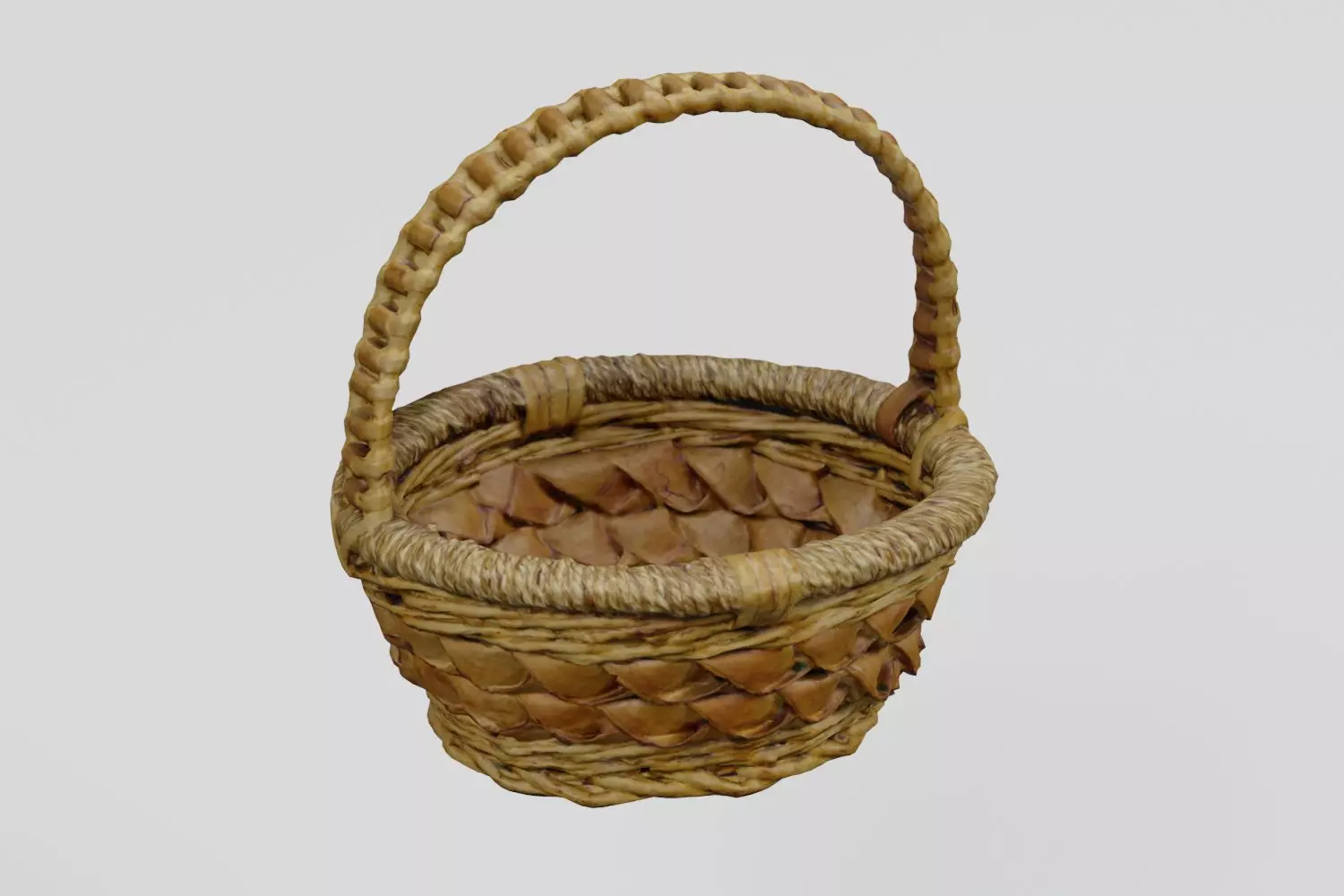 Wicker Fruit Basket photogrammetry scan PBR 4K textures Low-poly 3D model_0