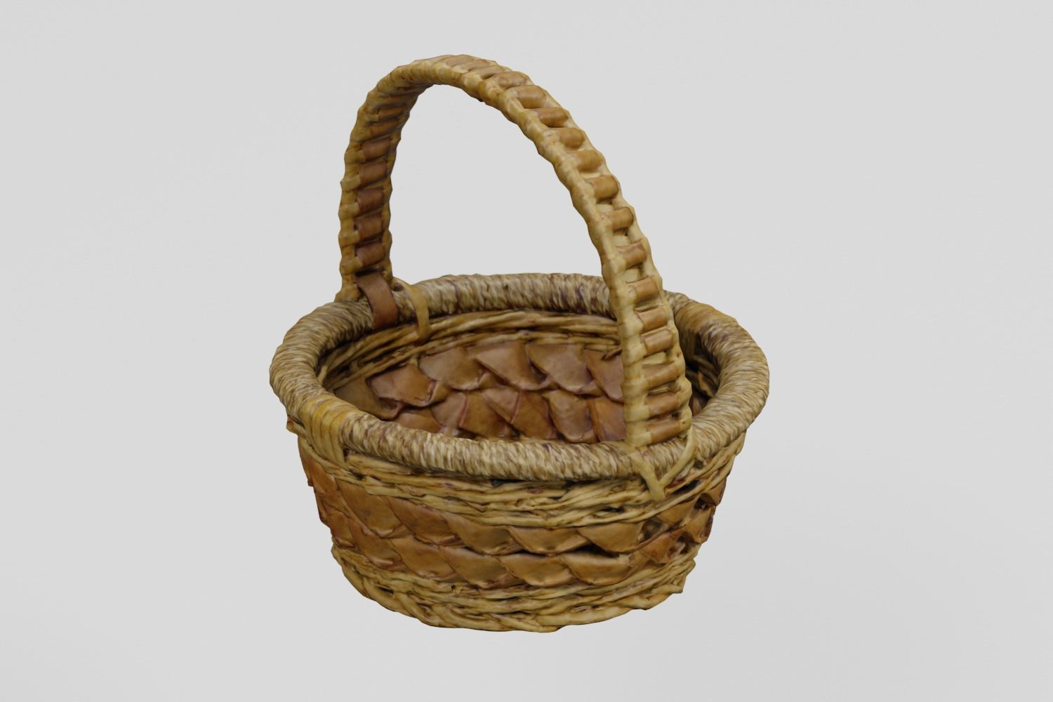 Wicker Fruit Basket photogrammetry scan PBR 4K textures Low-poly 3D model_2