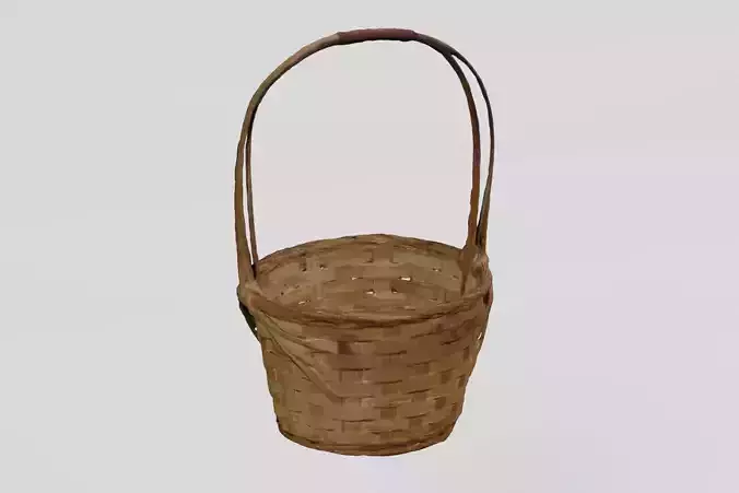 Wicker Basket Flower Pot photogrammetry scan PBR 4K textures