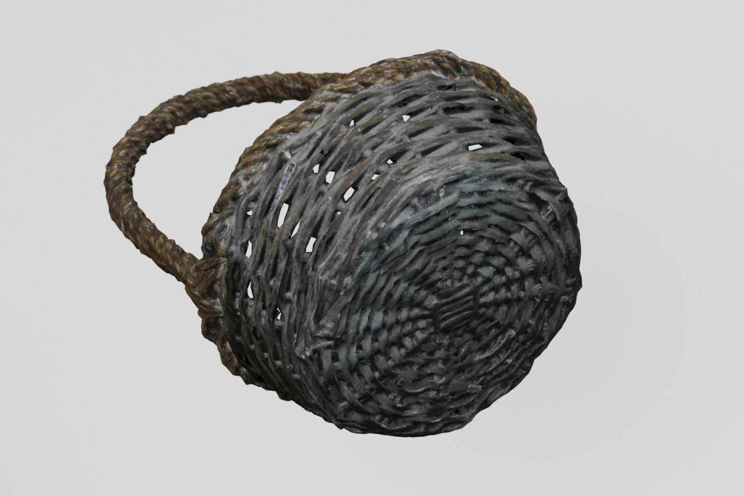 Wicker Basket two-tone dark photogrammetry scan PBR 4K textures Low-poly 3D model_4