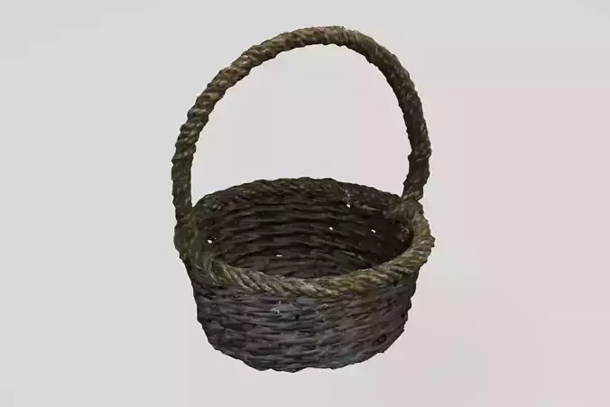 Wicker Basket two-tone dark photogrammetry scan PBR 4K textures