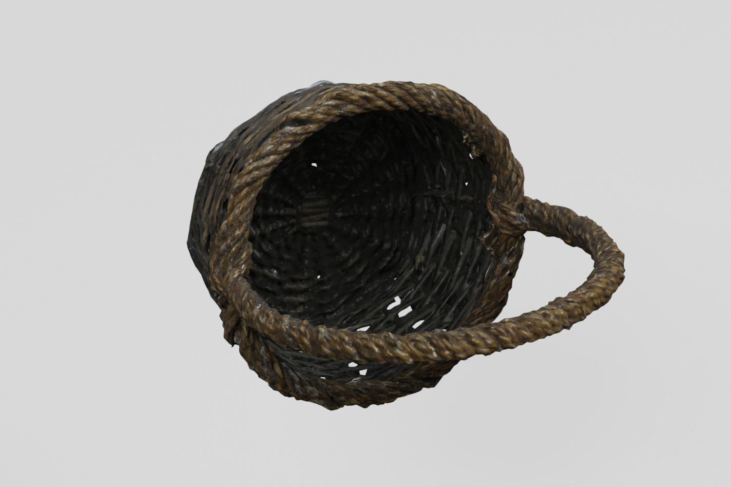 Wicker Basket two-tone dark photogrammetry scan PBR 4K textures Low-poly 3D model_2