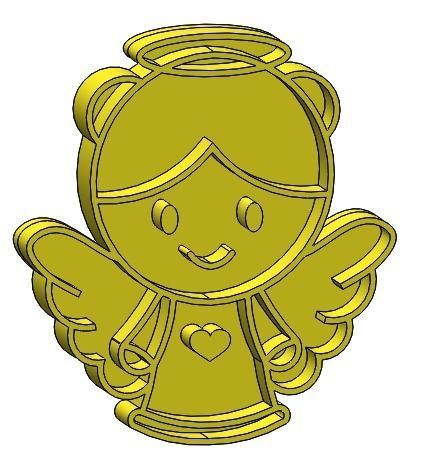 ANGELS gold angel with heart 3D print model_2