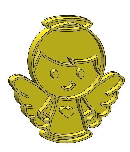 ANGELS gold angel with heart 3D print model_3