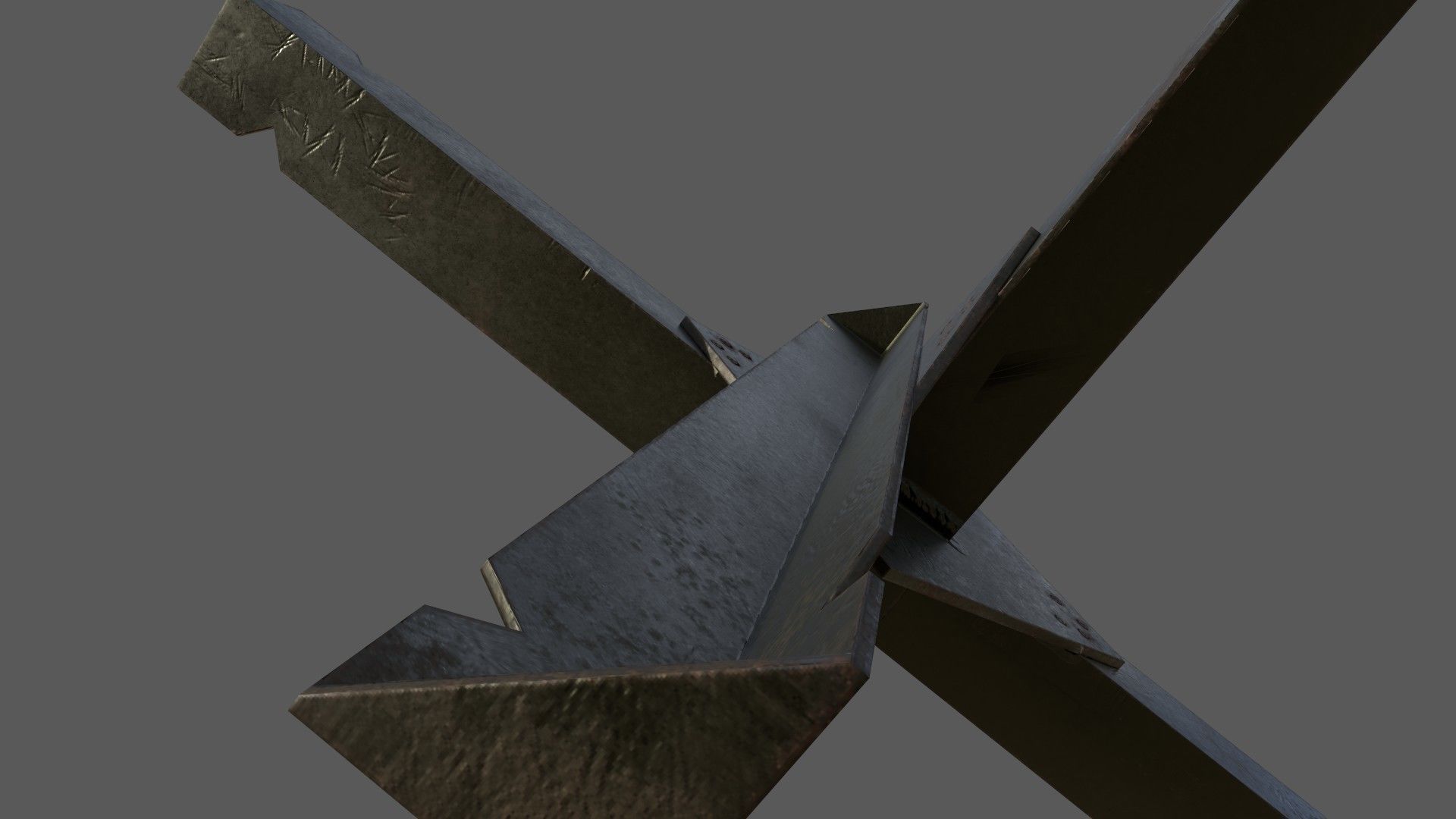 Czech Hedgehog Barricade Low-poly 3D model_4