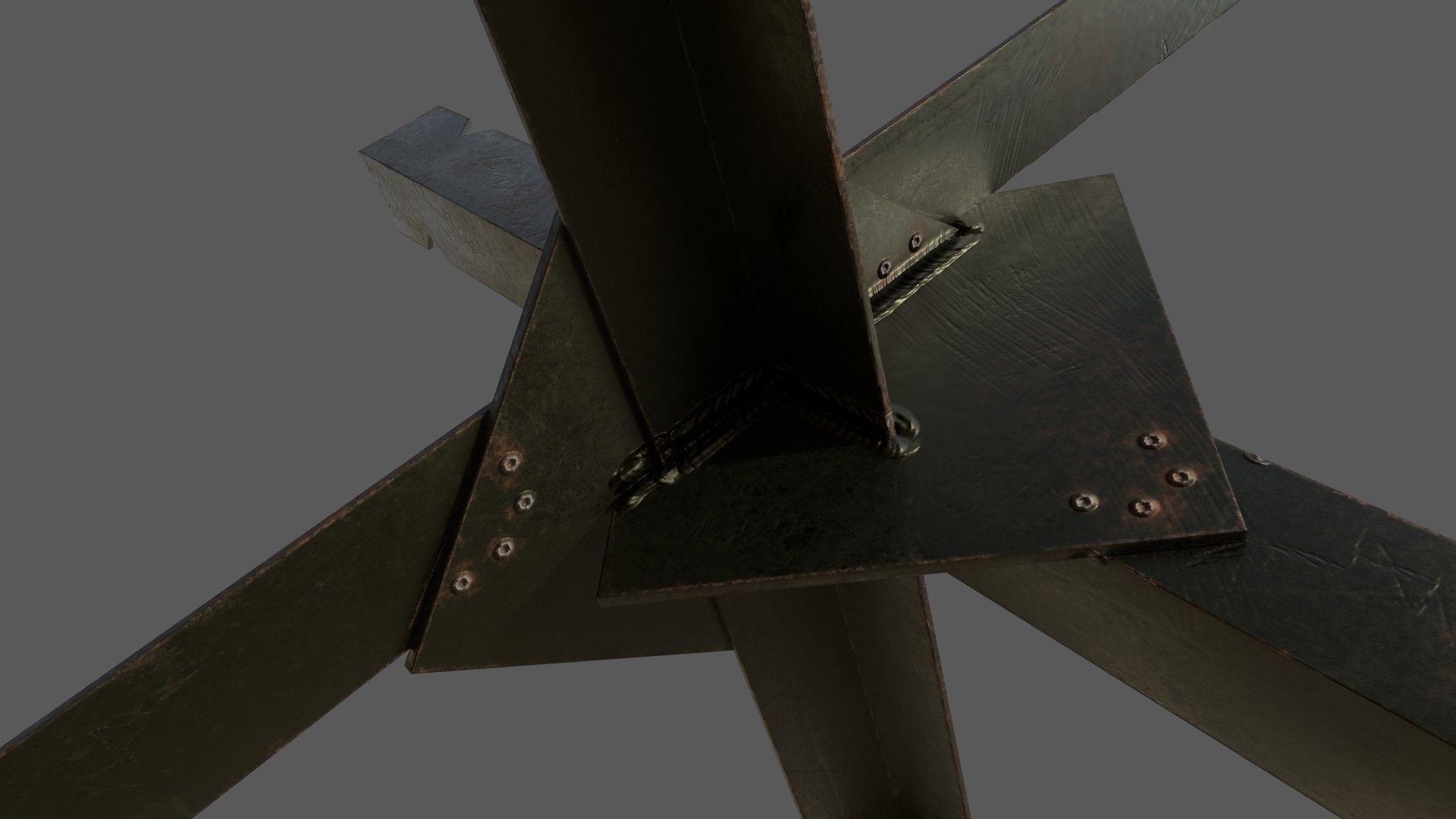 Czech Hedgehog Barricade Low-poly 3D model_3