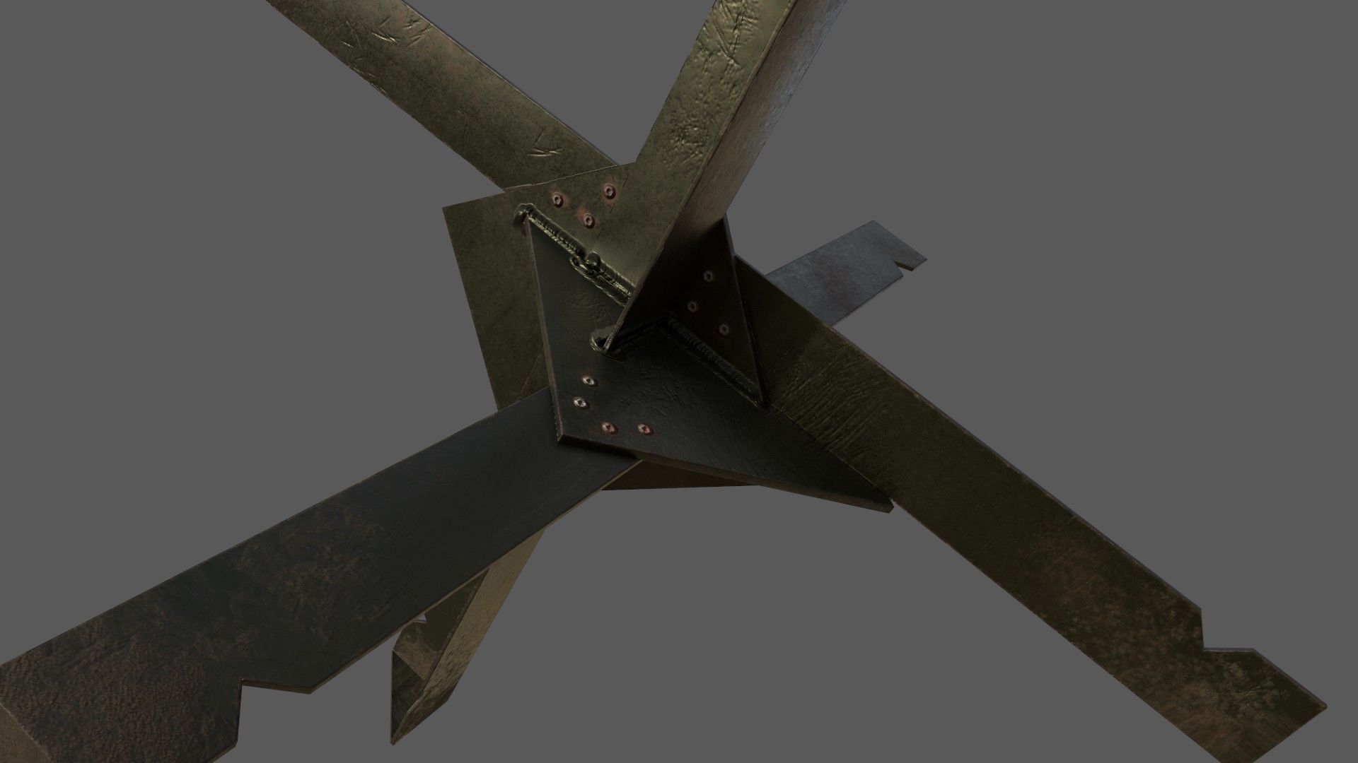 Czech Hedgehog Barricade Low-poly 3D model_1