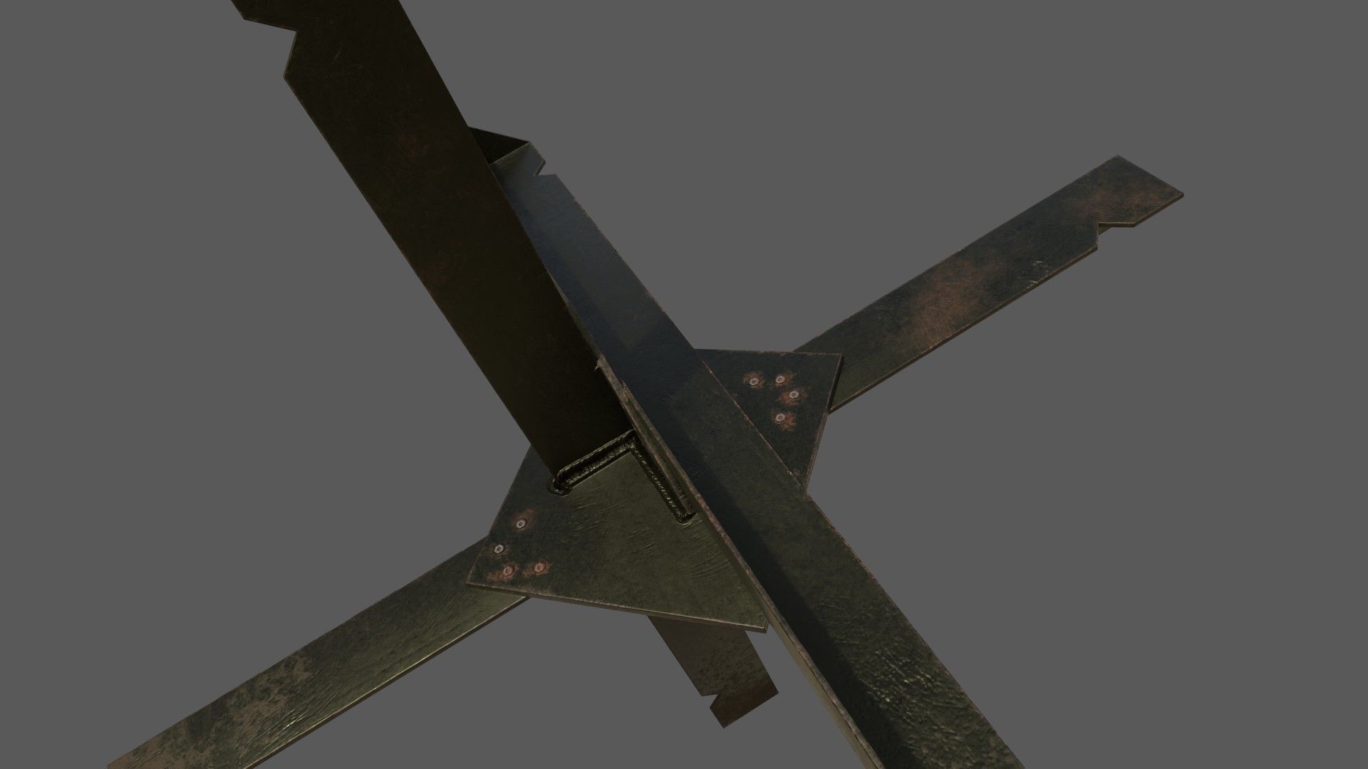 Czech Hedgehog Barricade Low-poly 3D model_5