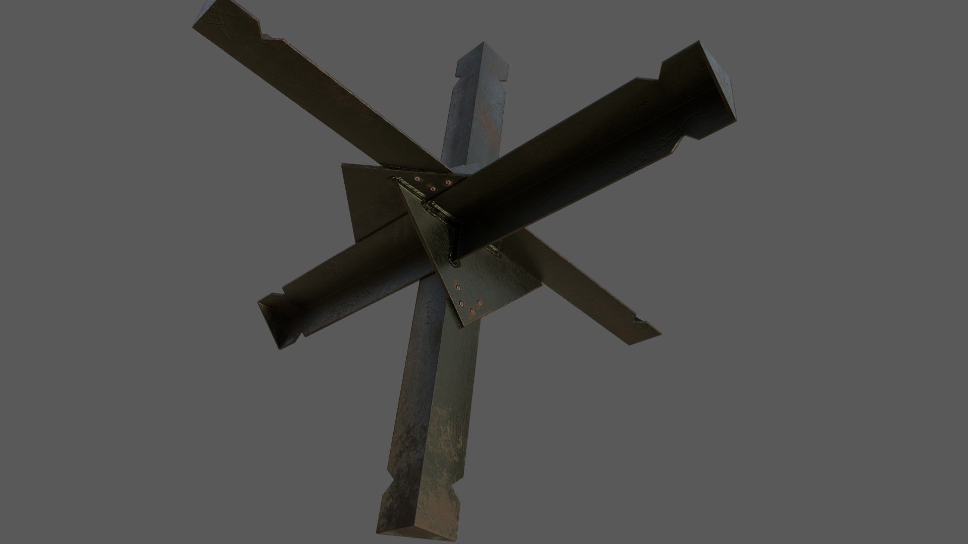 Czech Hedgehog Barricade Low-poly 3D model_7