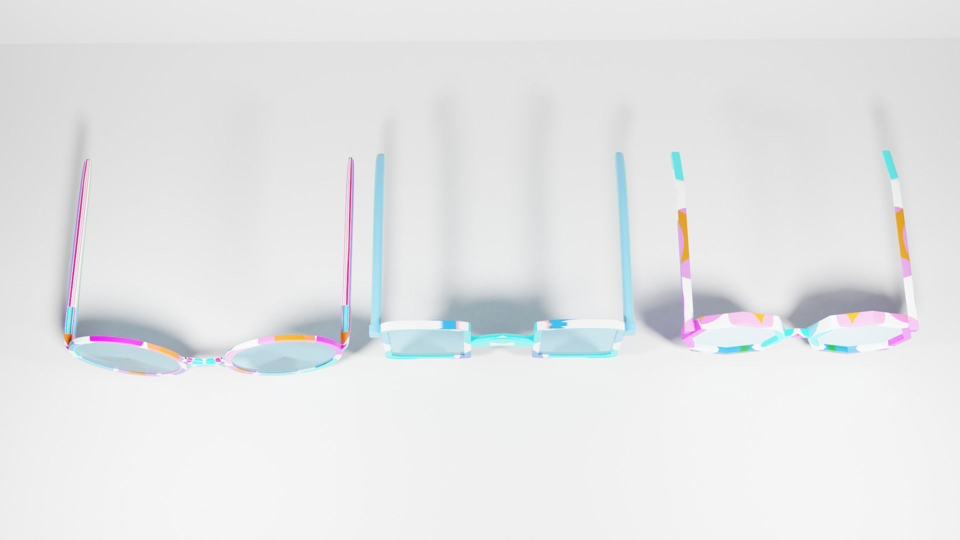 Eyeglasses pair of colorful sunglasses 3D model_4