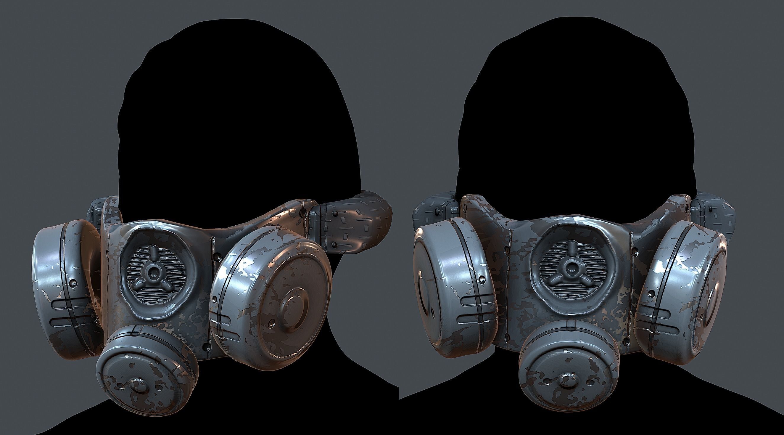 Gas mask helmet 3d model scifi Low-poly Low-poly 3D model_1