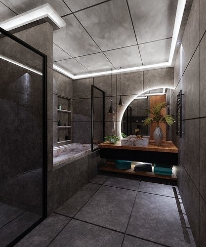 modern bathroom Low-poly 3D model