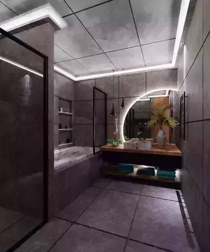 modern bathroom Low-poly 3D model