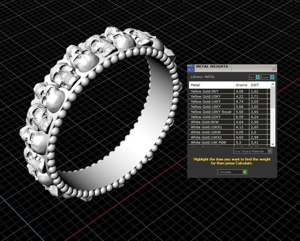 ring skull 3D print model_5