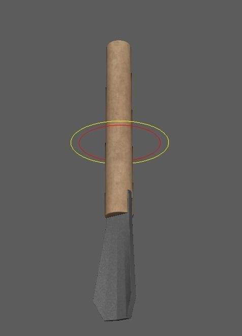 Gouge wooden stick with blade 3D model_3
