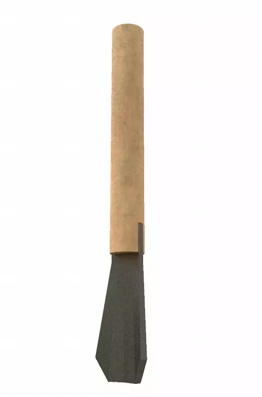 Gouge wooden stick with blade 3D model_0