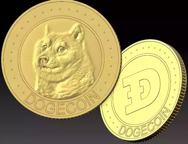 DOGECOIN coin with dog 3D print model