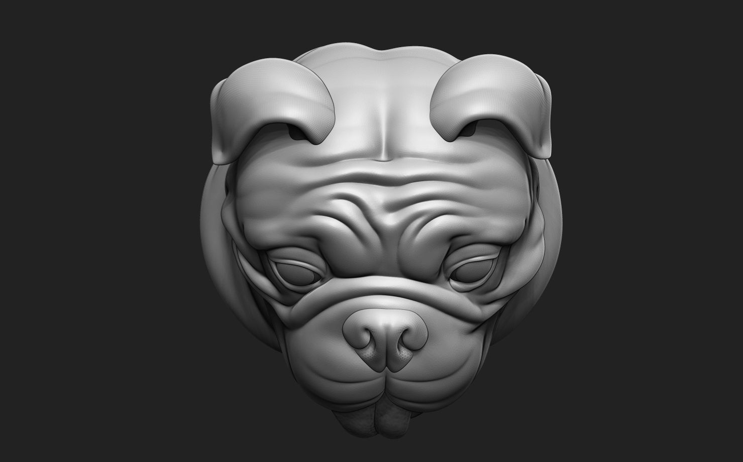 British Bulldog Head 3D print model_5