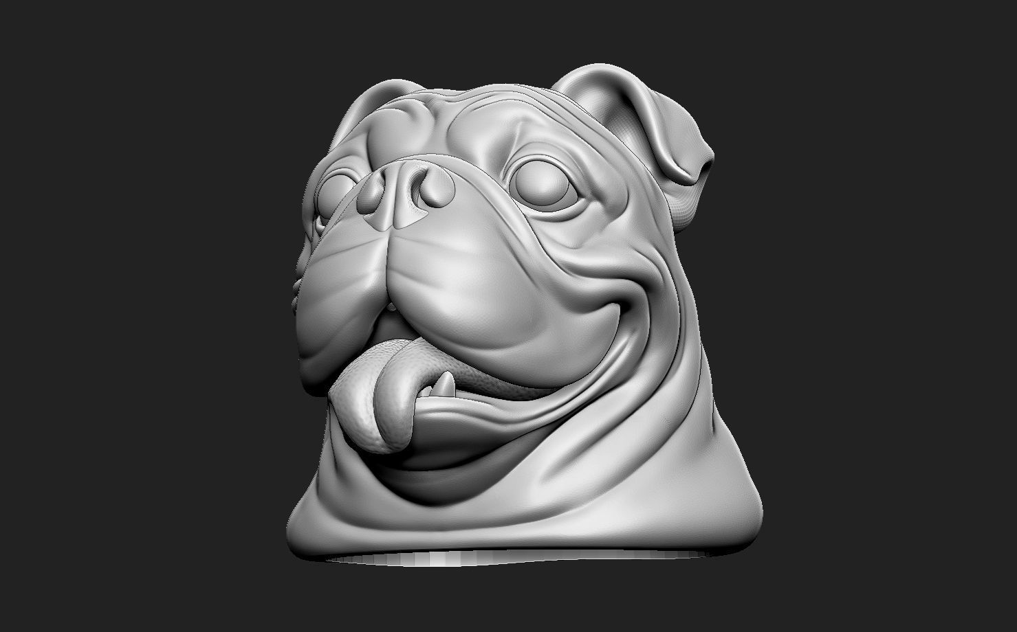 British Bulldog Head 3D print model_4