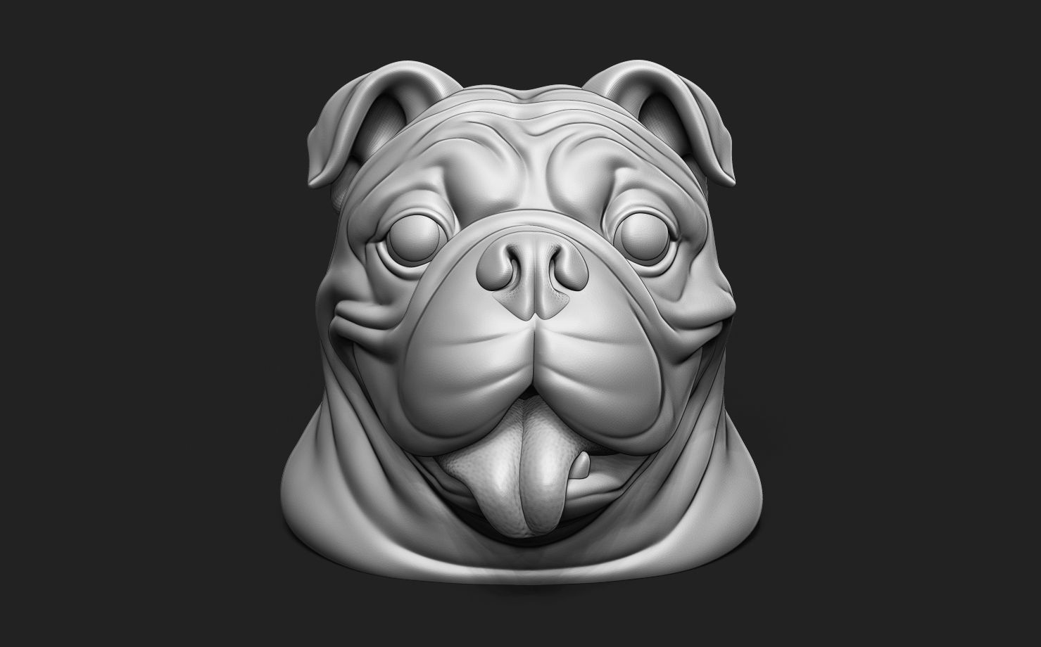 British Bulldog Head 3D print model_1