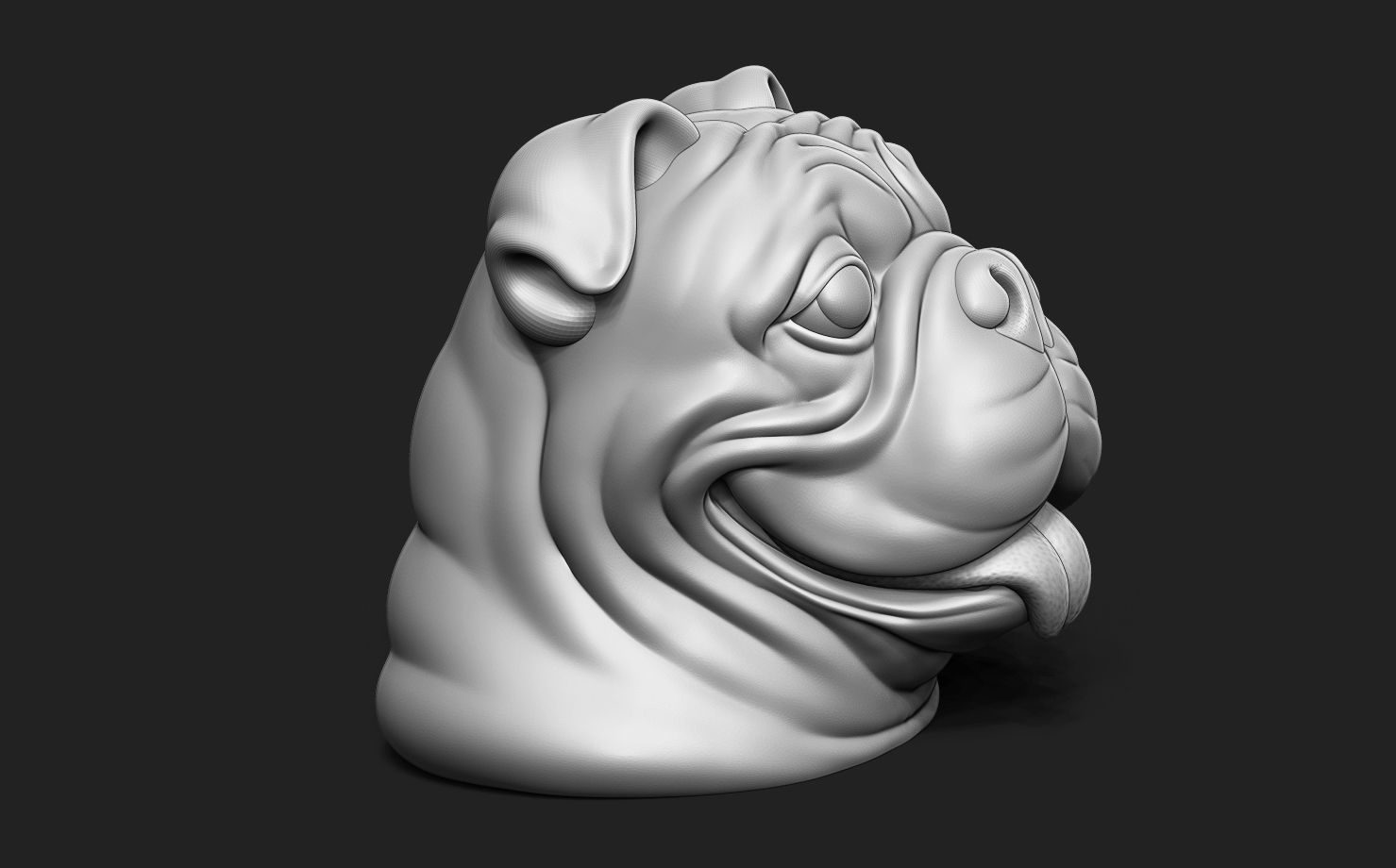 British Bulldog Head 3D print model_2