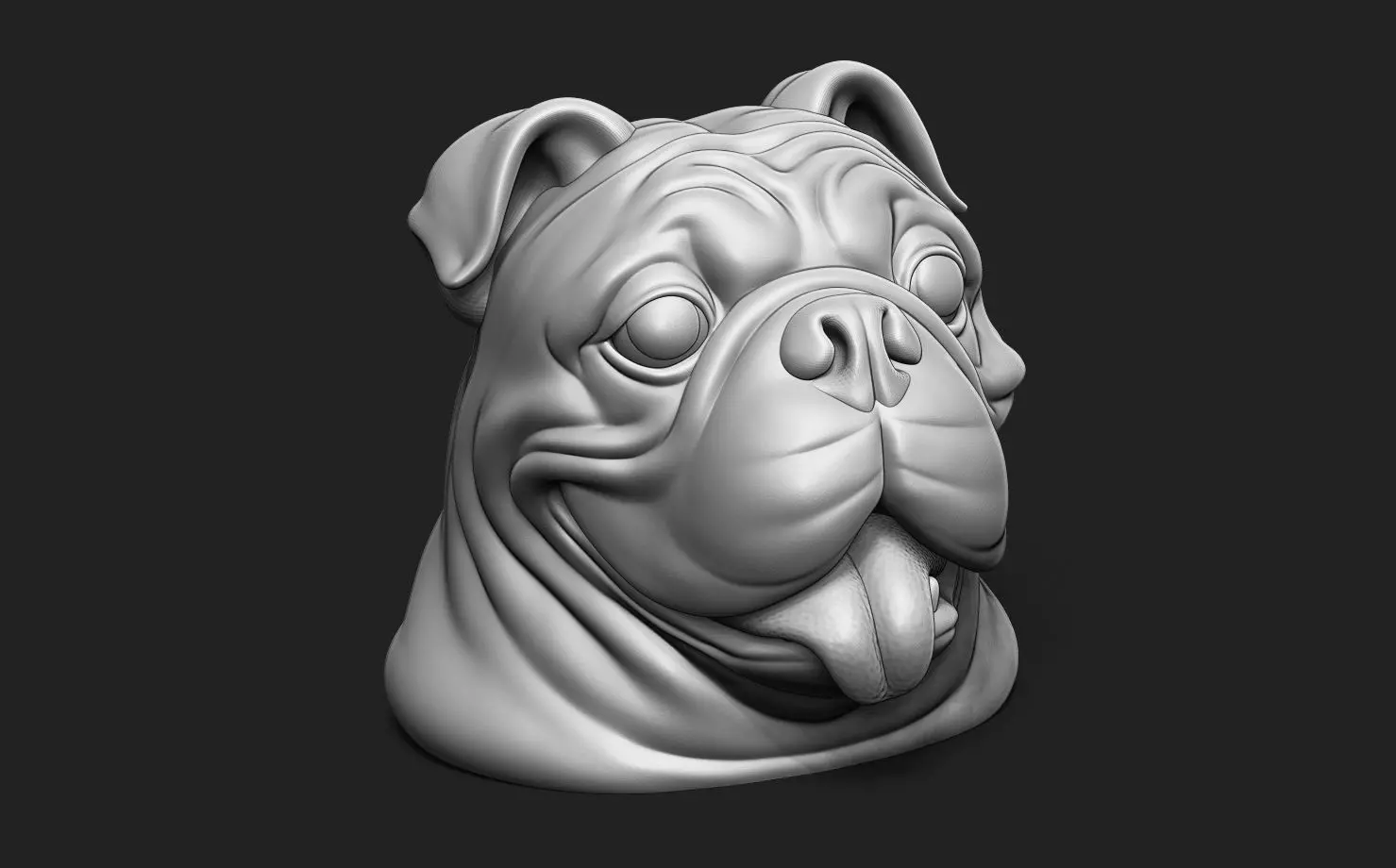 British Bulldog Head 3D print model_0