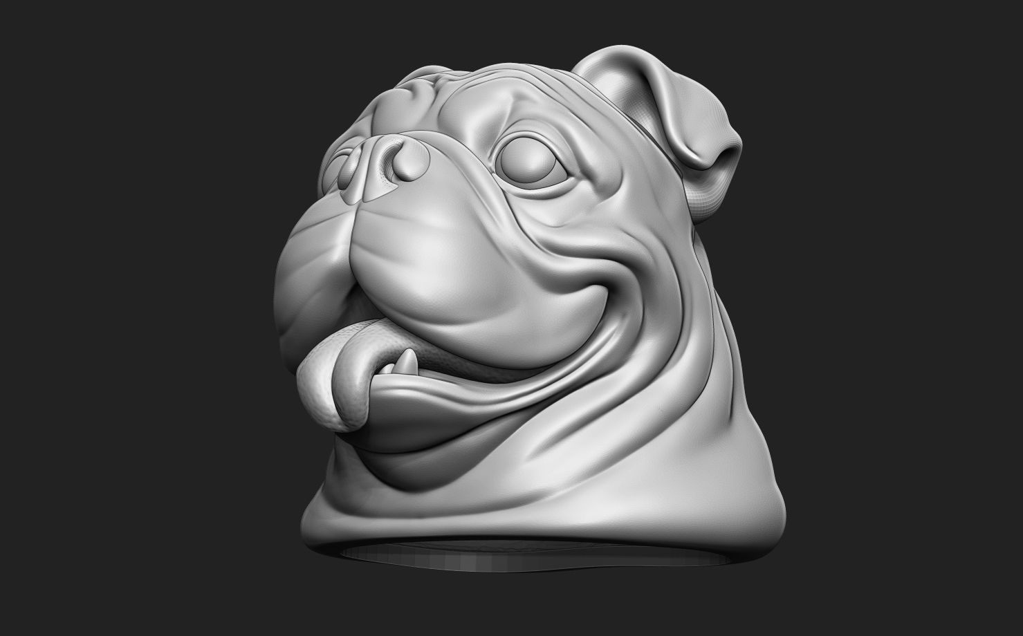 British Bulldog Head 3D print model_7