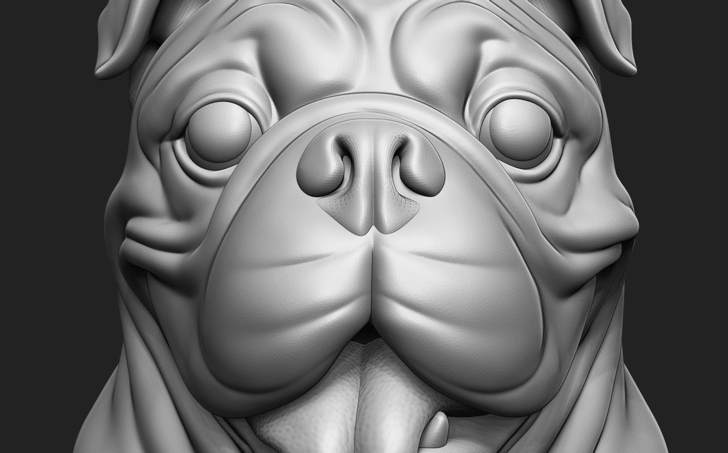 British Bulldog Head 3D print model_12