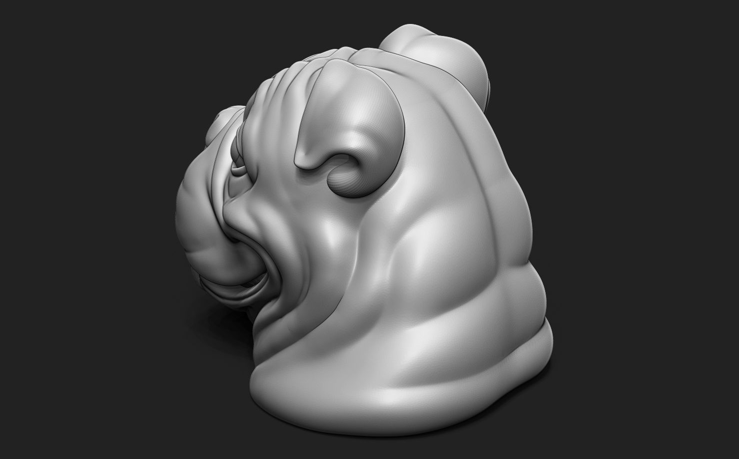 British Bulldog Head 3D print model_3