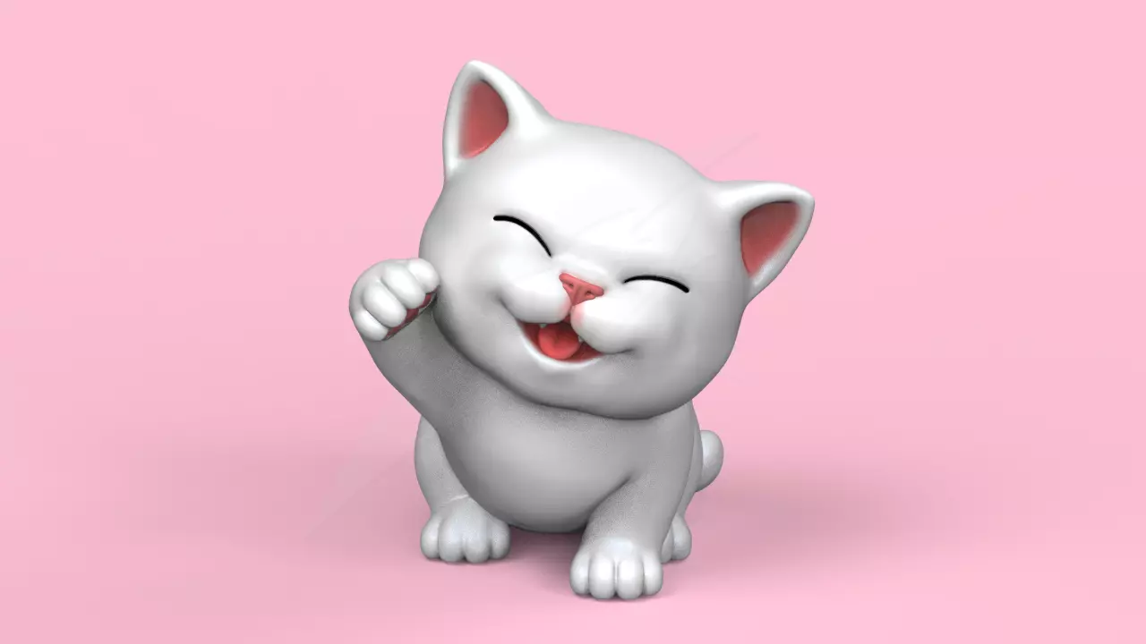Cute Kitten Maneki Neko STL for 3D print model_0