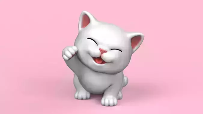 Cute Kitten Maneki Neko STL for 3D print model