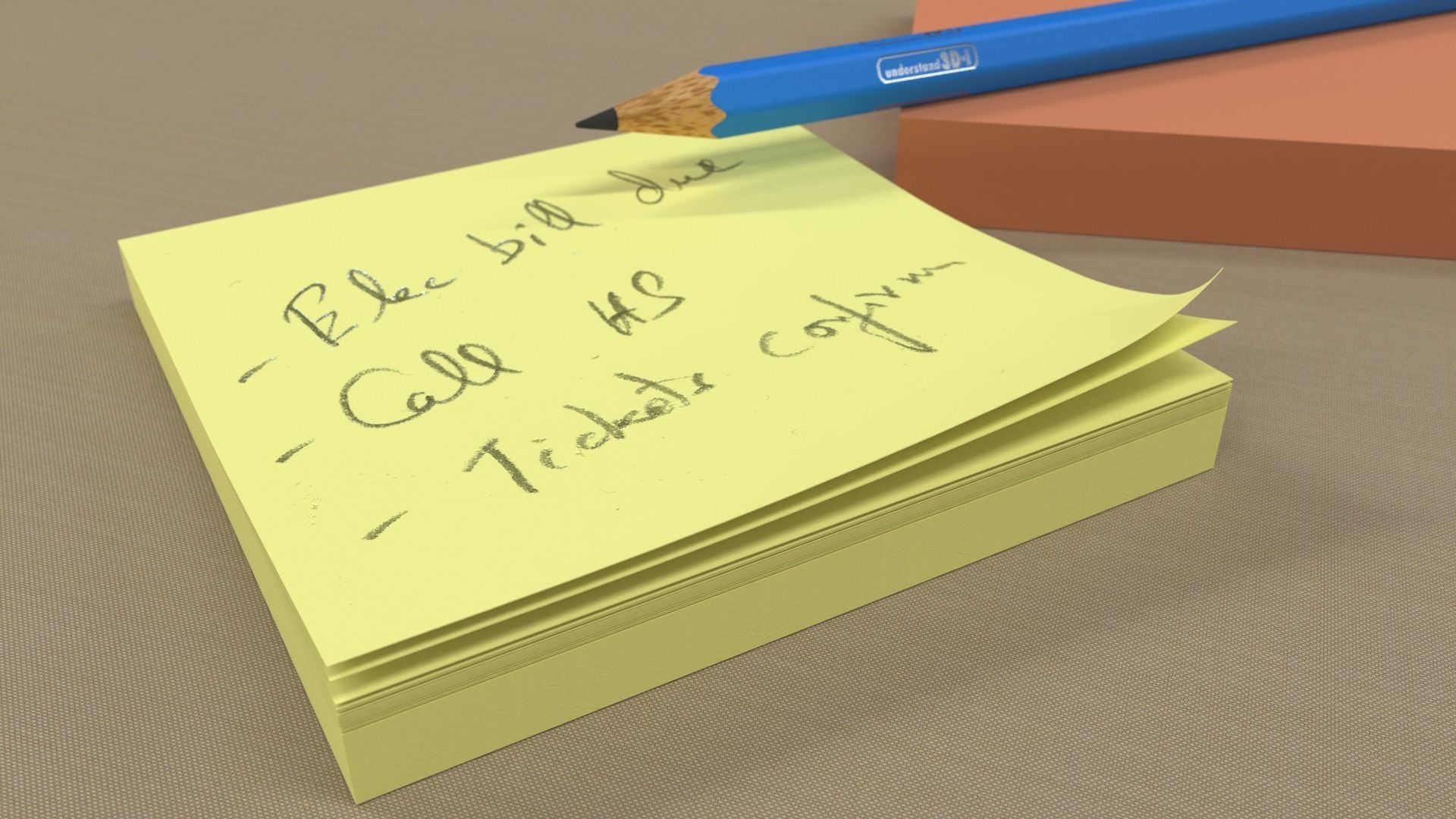 Sticky notes 3x3 block with corners curled Low-poly 3D model_3