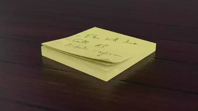 Sticky notes 3x3 block with corners curled Low-poly 3D model
