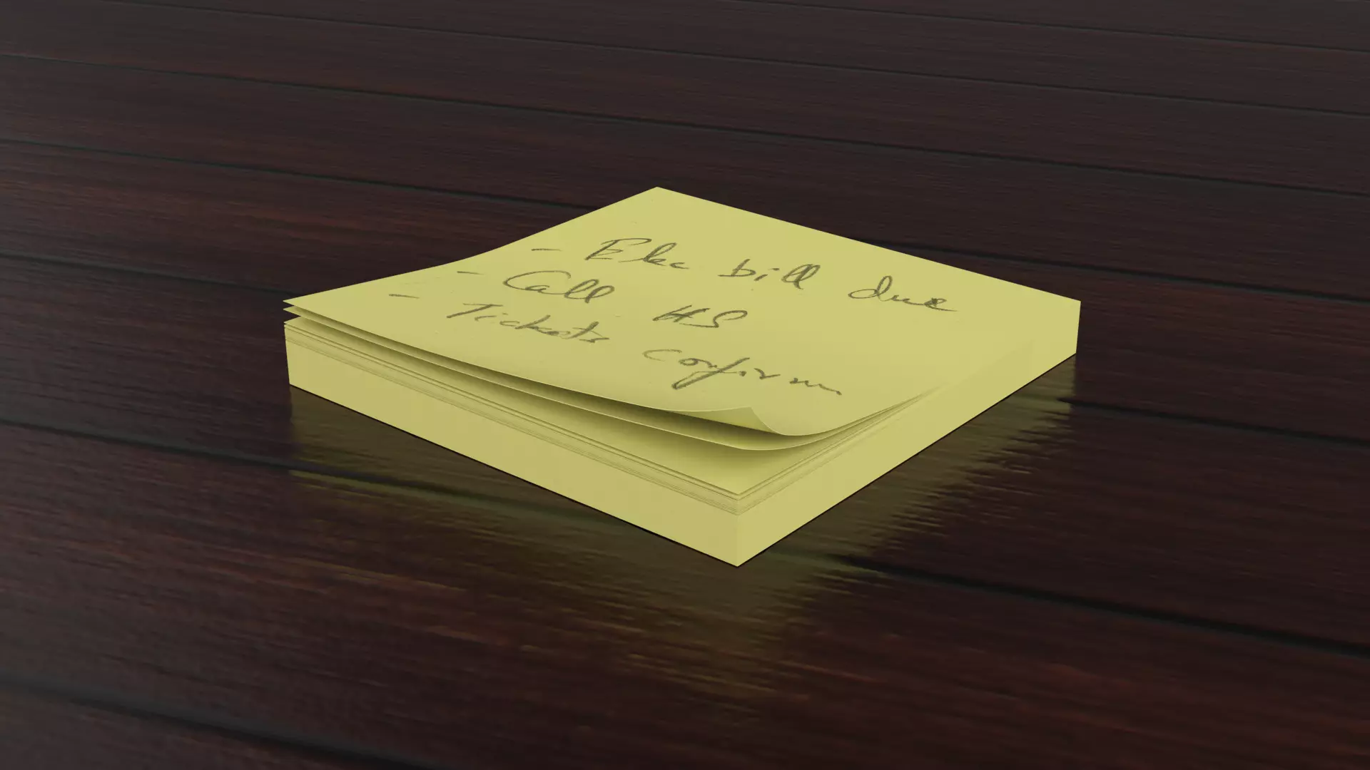 Sticky notes 3x3 block with corners curled Low-poly 3D model_0