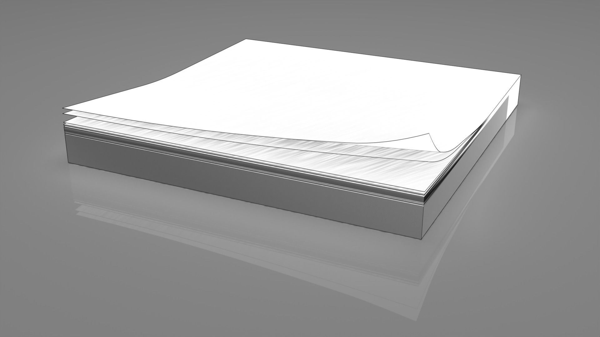 Sticky notes 3x3 block with corners curled Low-poly 3D model_1